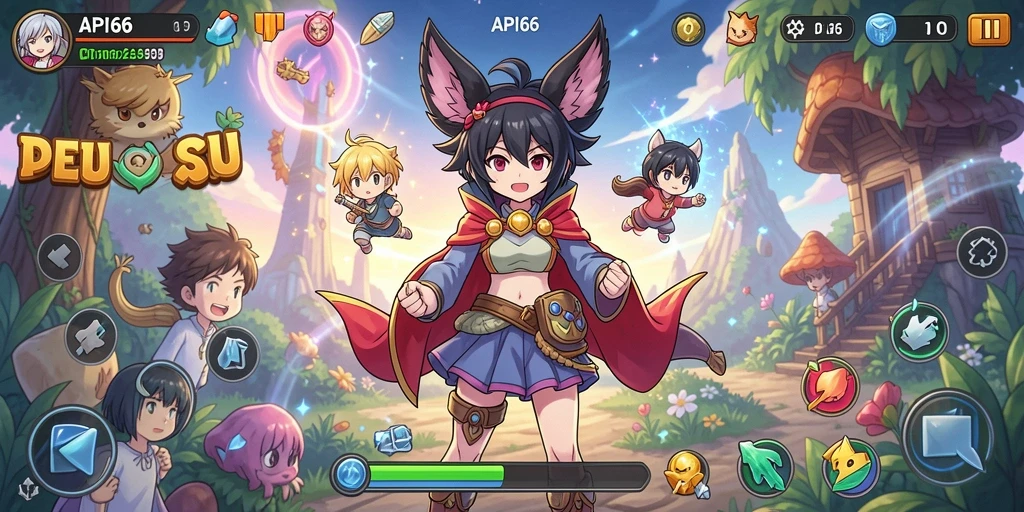 Tampilkan gameplay yang menarik dari API66 dengan banyak karakter anime.