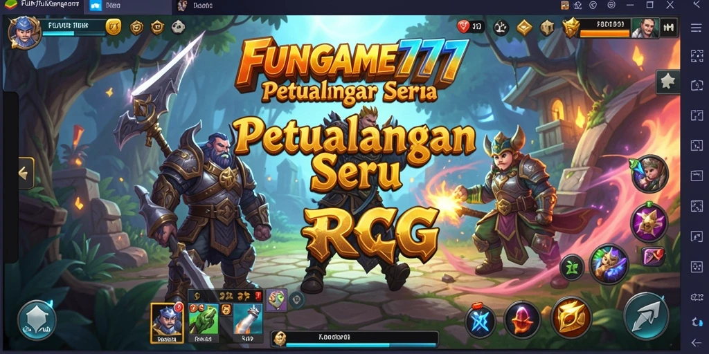 Tangkapan layar utama FUNGAME777 menunjukkan aksi seru dalam pertempuran RPG.