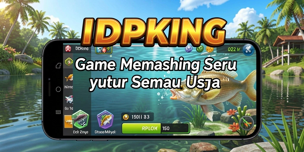 Gameplay menampilkan aksi memancing yang seru dan interaktif.