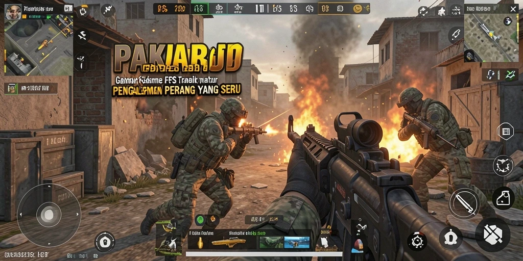 Screenshot PAKARJP menampilkan aksi menembak yang mendebarkan.