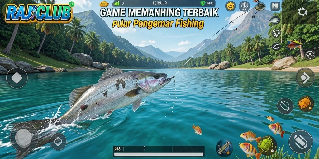 Gameplay seru RAJACLUB saat menangkap ikan dengan teknik yang tepat.